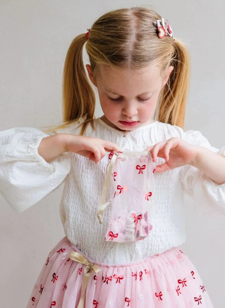 Mimi & Lula - Kittybow scrunchie ve saç tokası kesesi | Pembe