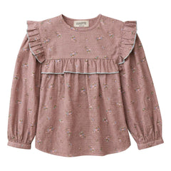 Lililotte - Blouse Bianca Fleurie Organik Pamuk | Toz Pembe