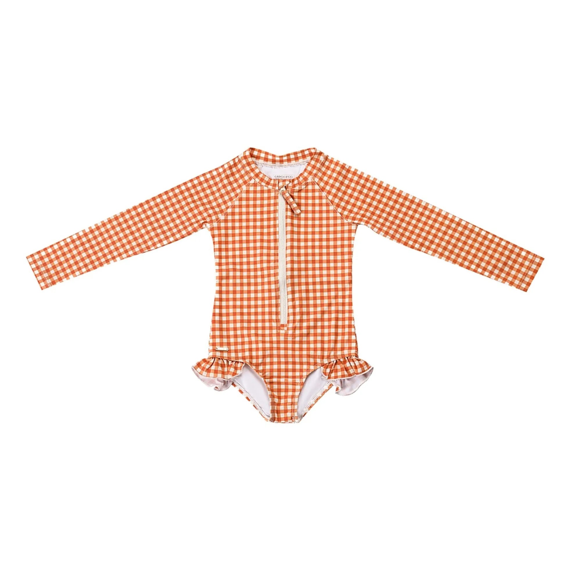 Grech & Co - 1 Piece Swimsuit Vichy Ruffles Recycled Fiber | Mustard