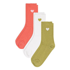 Petit Bateau - 3 Pairs of Jacquard Heart Socks Set | Green