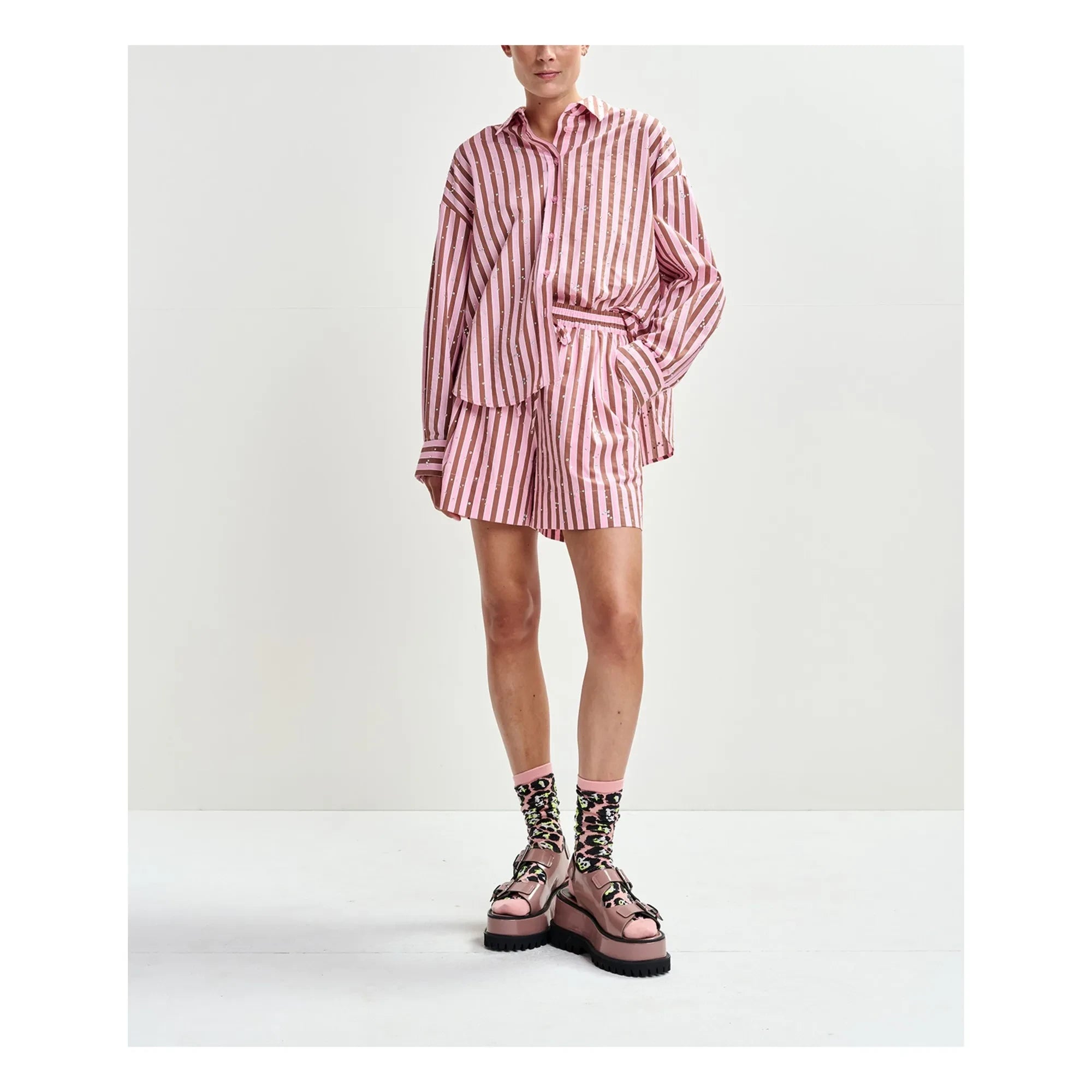 Essentiel Antwerp - Jeeuw Striped Shorts | Pink