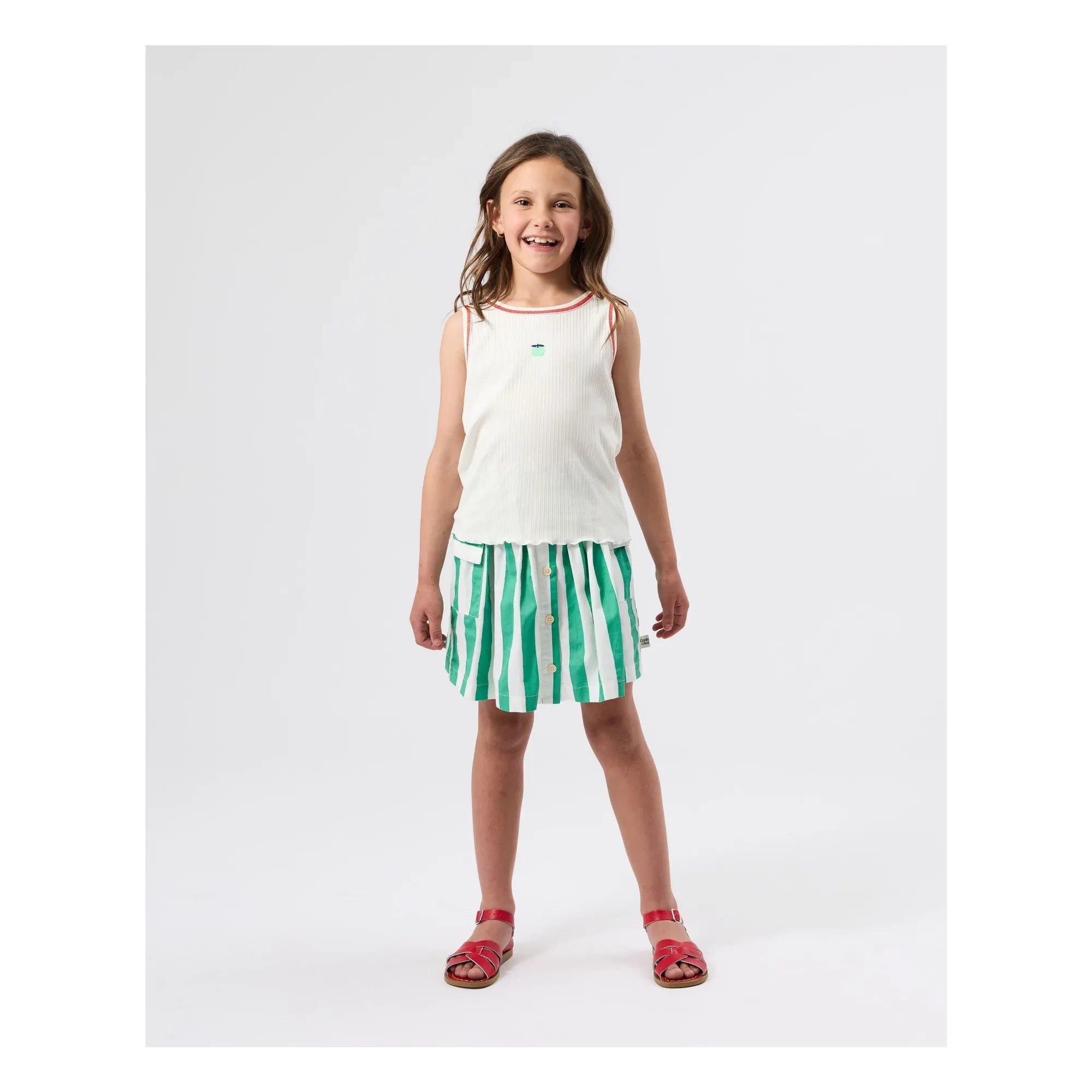 Goldie + Ace - Fitted Cotton Tank Top Apple | Ivory