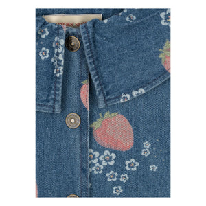 Konges Sløjd - Denim Straw Collar Strawberry Organic Cotton Jacket | Blue