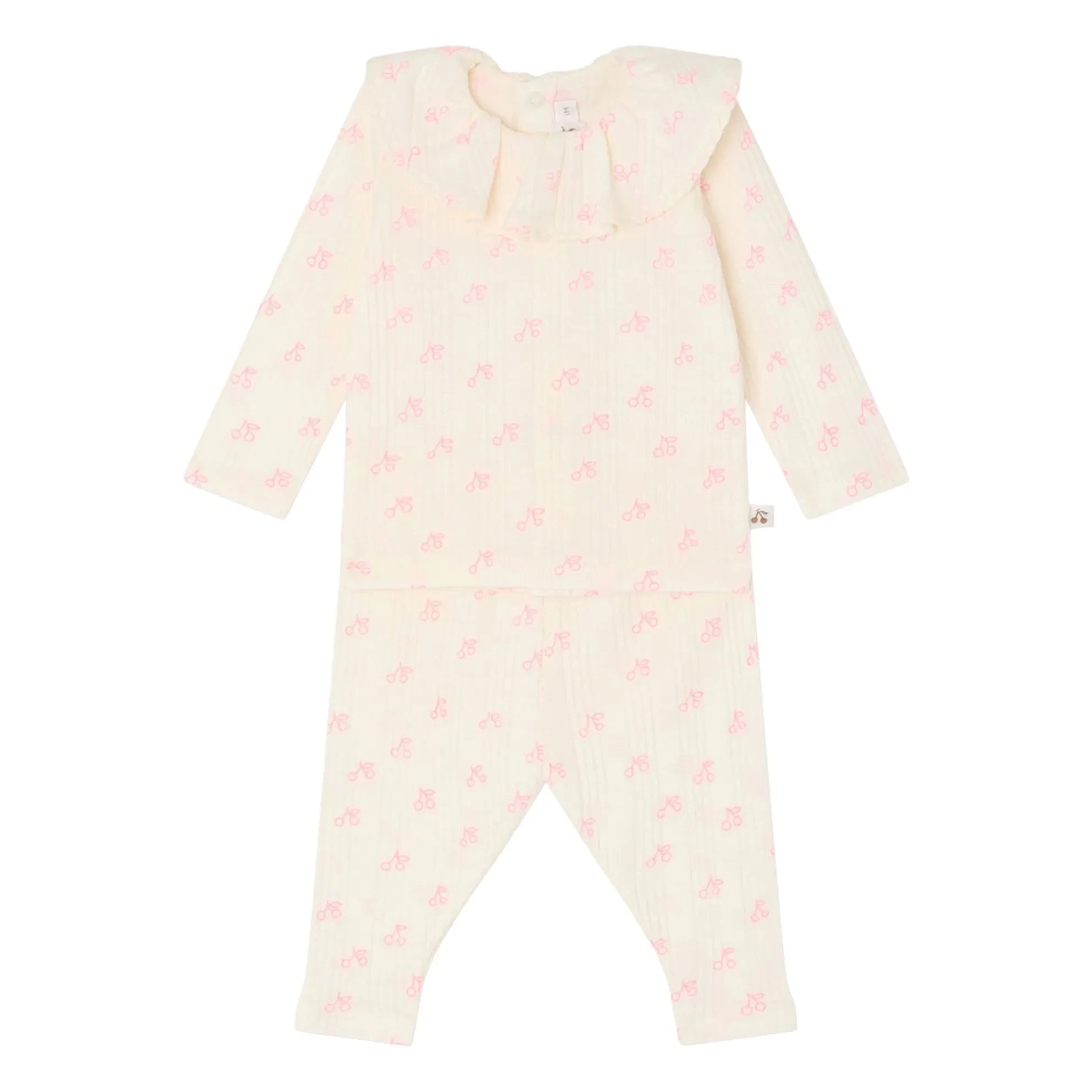 Bonpoint - Jelsia Cerises Organic Cotton T-Shirt and Leggings Set | Ecru