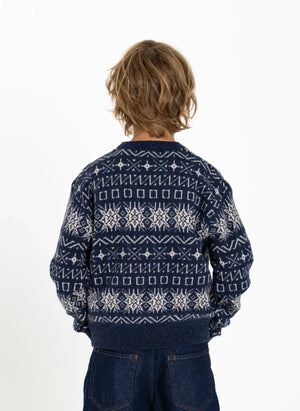 Hundred Pieces - Mika Jacquard Merino Wool Sweater | Grey Blue