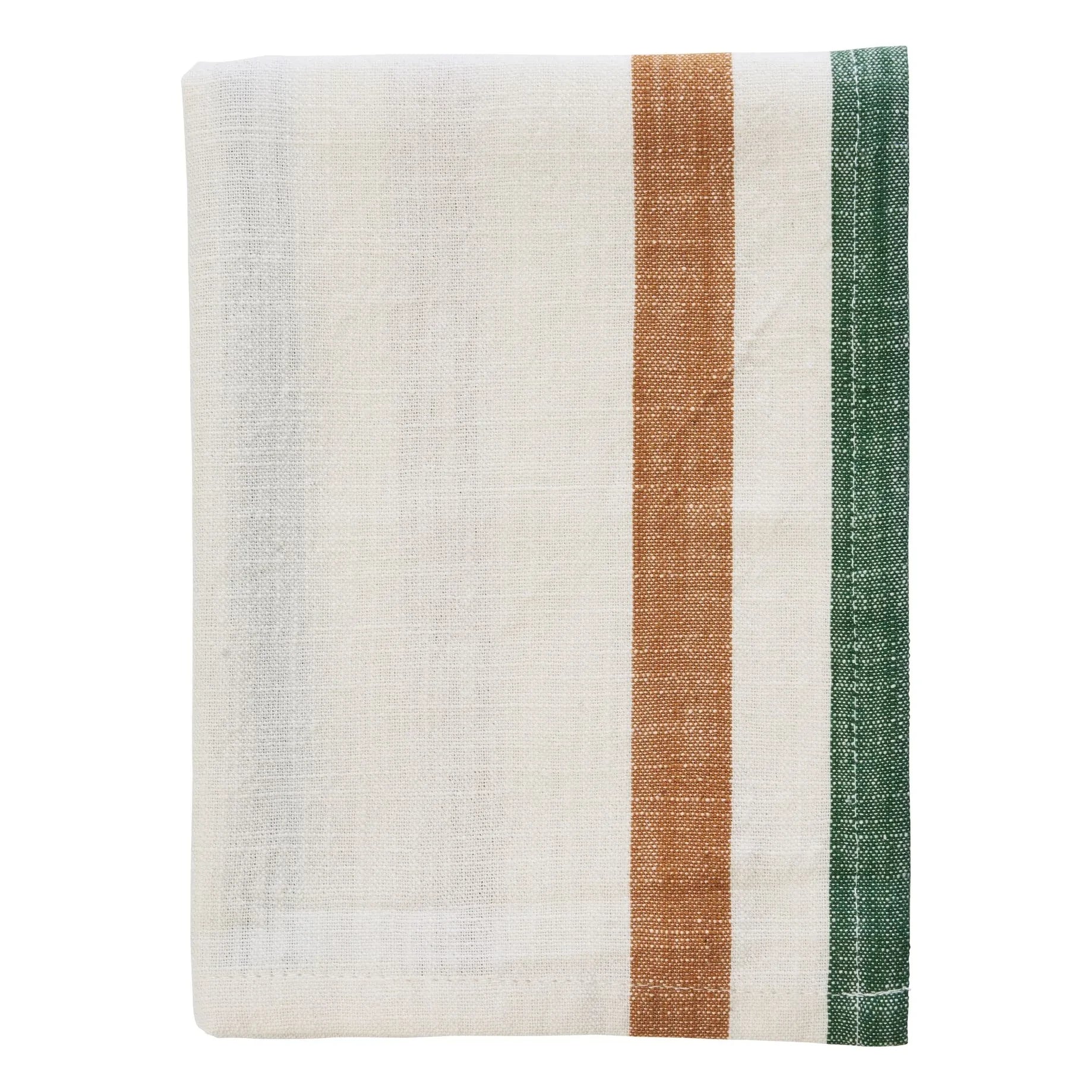 Madam Stoltz - Striped Cotton Kitchen Towel | Pumpkin
