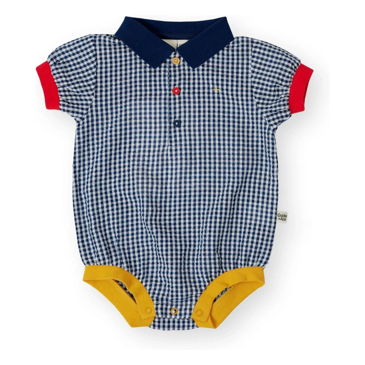 Goldie + Ace - Vichy Polo Neck Jumpsuit | Navy Blue