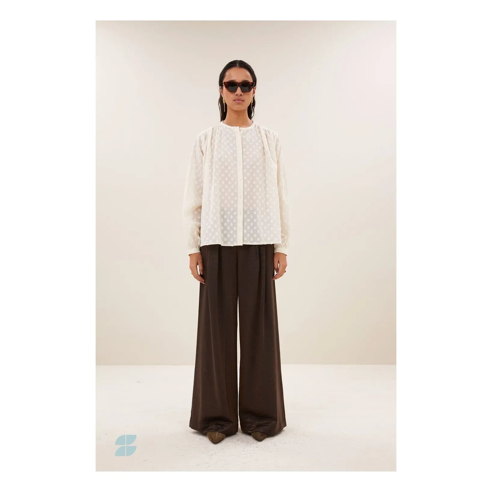 By Bar - Nyka Weave Organik Pamuklu Bluz | Ecru