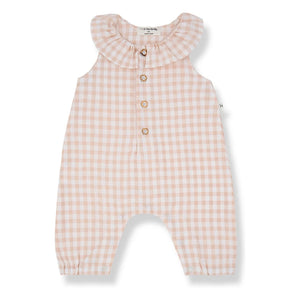 1+ in the family - Egina Vichy Seersucker Romper | Beige Pink