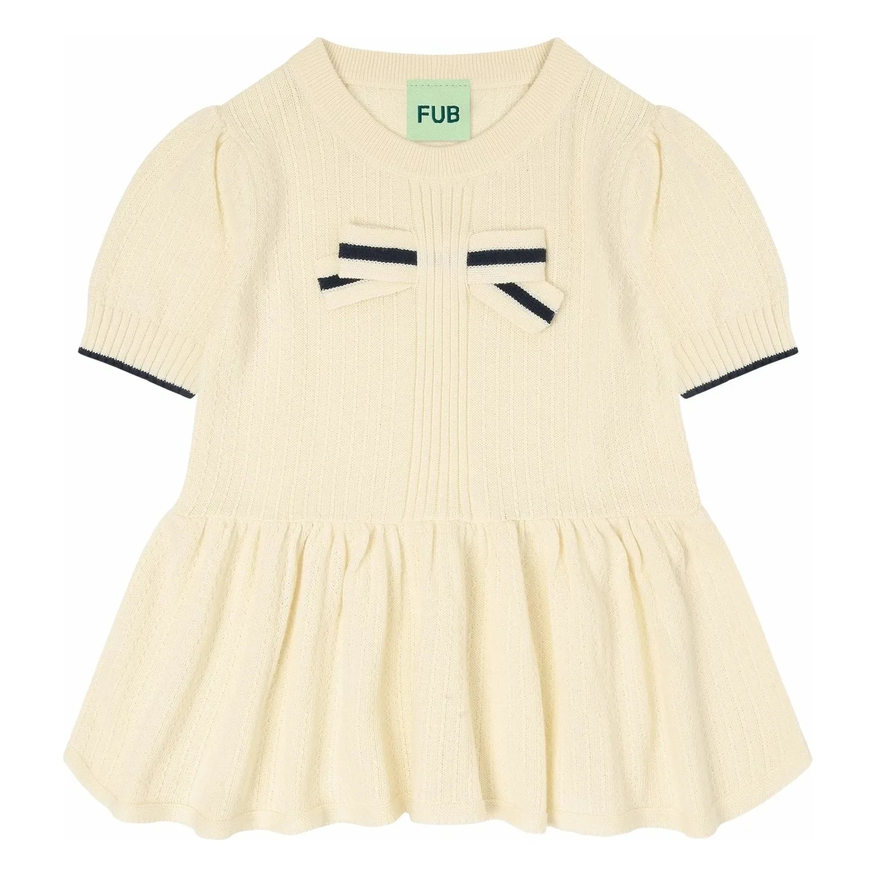 FUB - Bow T-Shirt Fine Knit Organic Cotton | Ivory