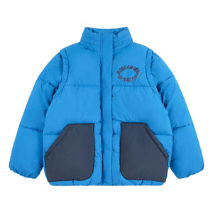 Bobo Choses - Tic Tac Toe Recycled Fiber Puffer Coat | Blue