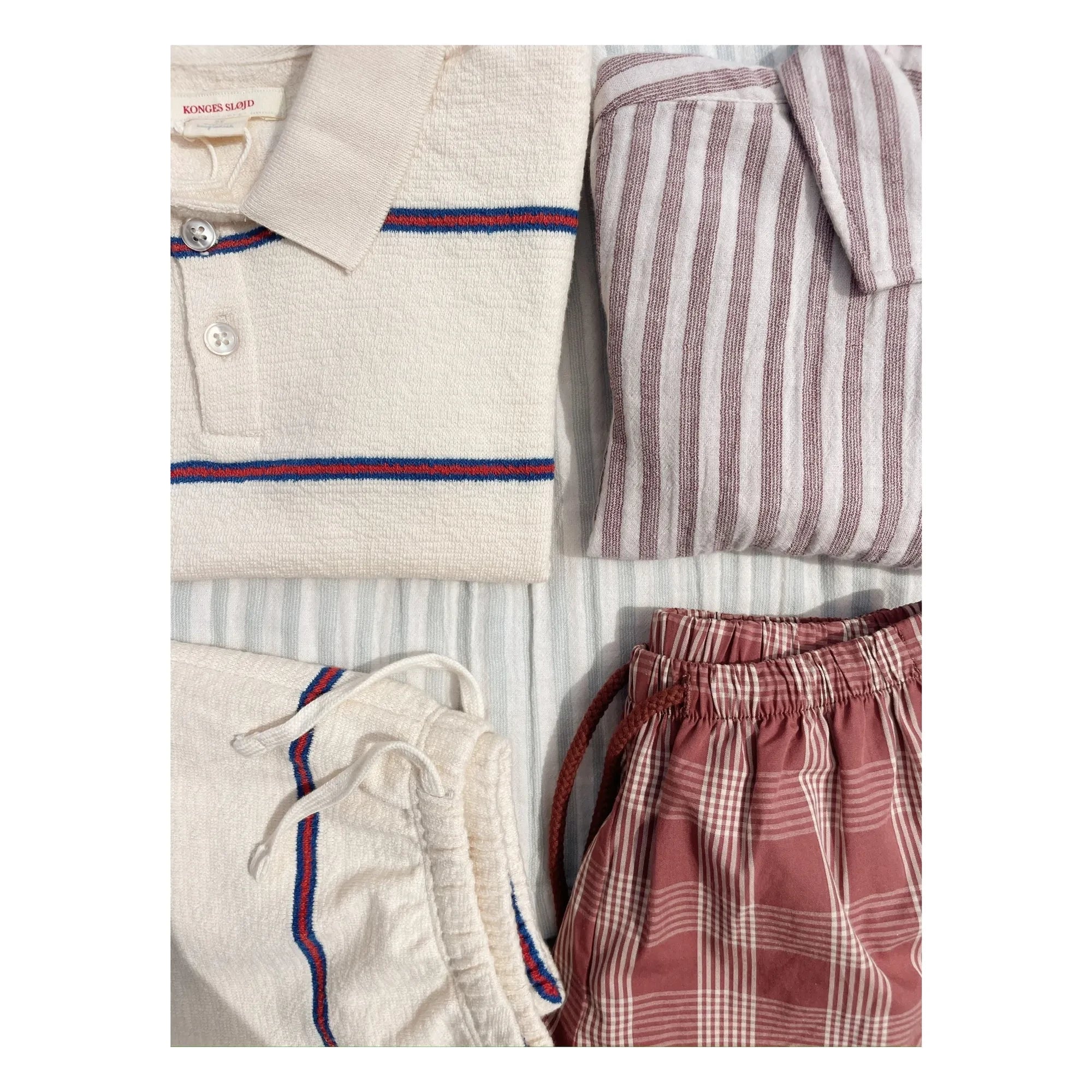 Konges Sløjd - Striped Organic Cotton Trio Shorts | Beige