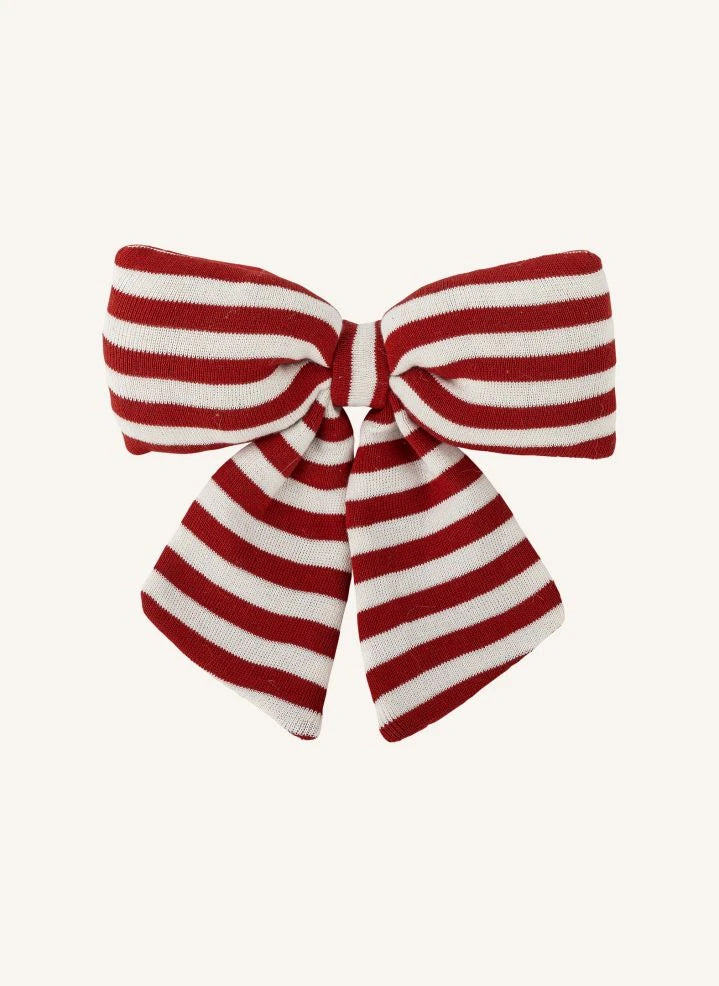 Bloomingville - Ruby Striped Bow Christmas Ornament | Red
