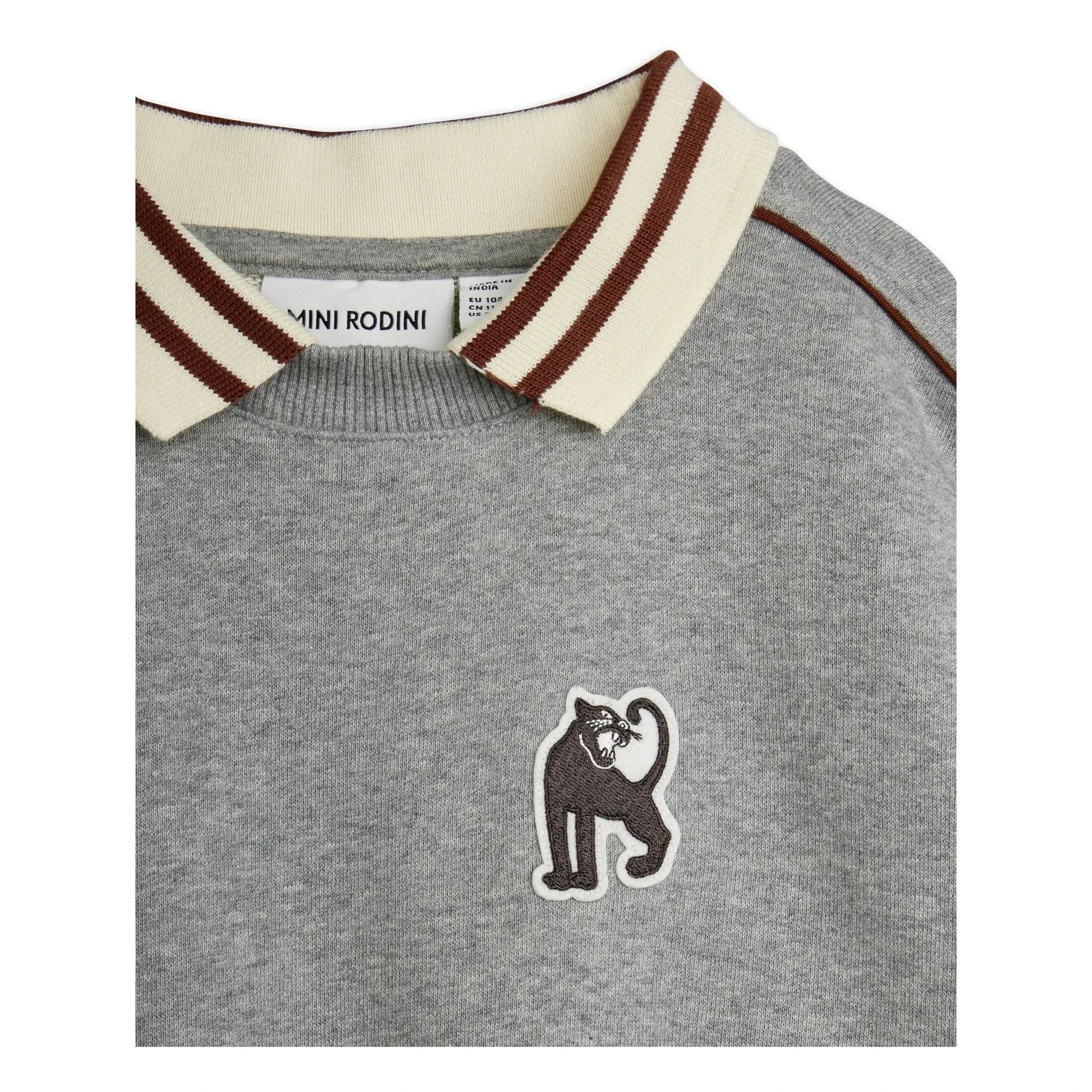 Mini Rodini - Panther organik pamuklu sweatshirt | Gri melanj