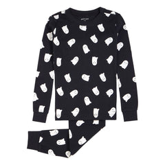 Petit Lem - Glow-in-the-Dark Organic Cotton Ghost Pajamas | Black