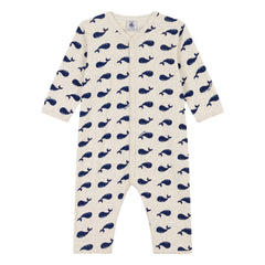 Petit Bateau - Baleineli Patisiz Organik Pamuk Pijama | Koyu gri bej