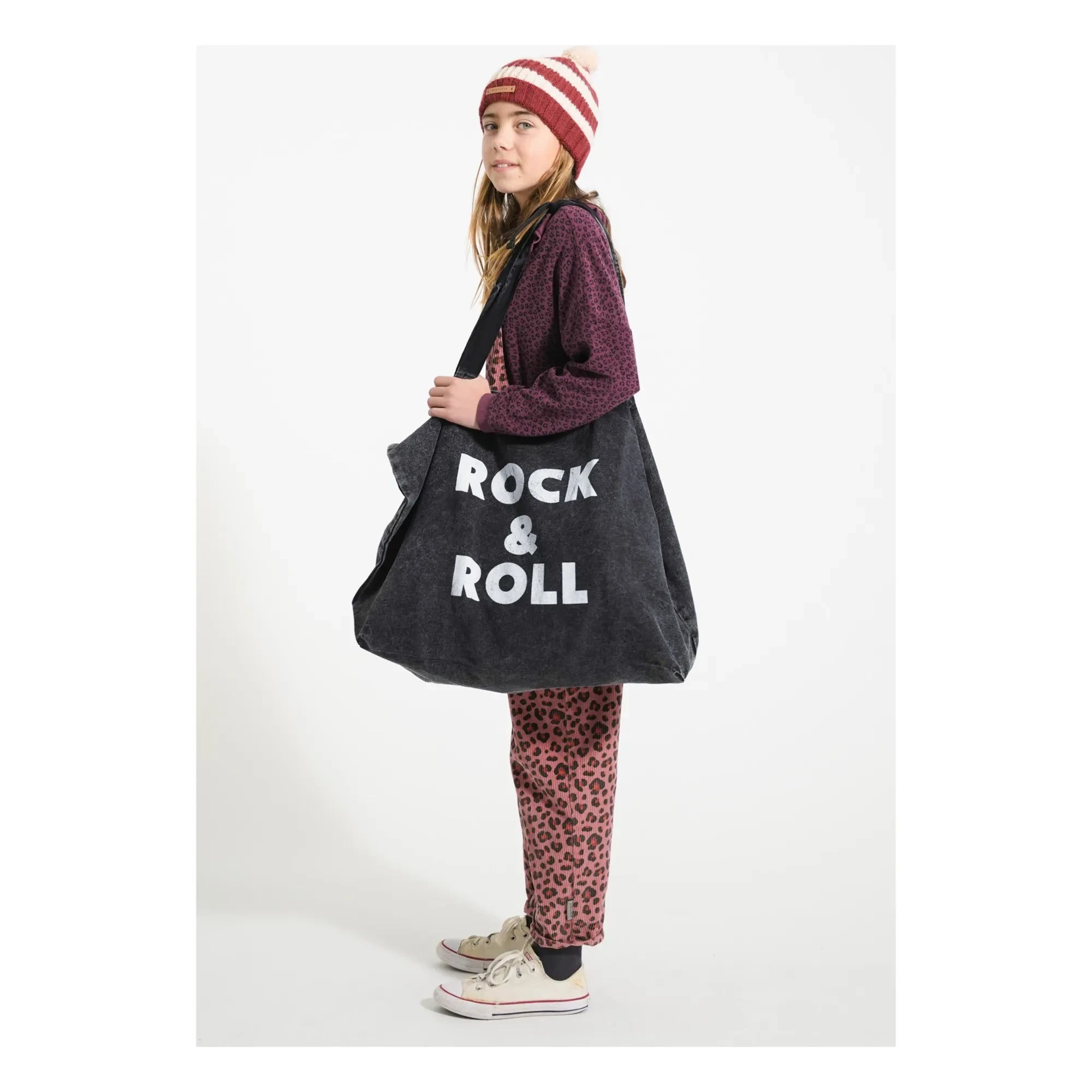 Piupiuchick - Ruffled Collar Sweatshirt Leopard Organic Cotton | Aubergine