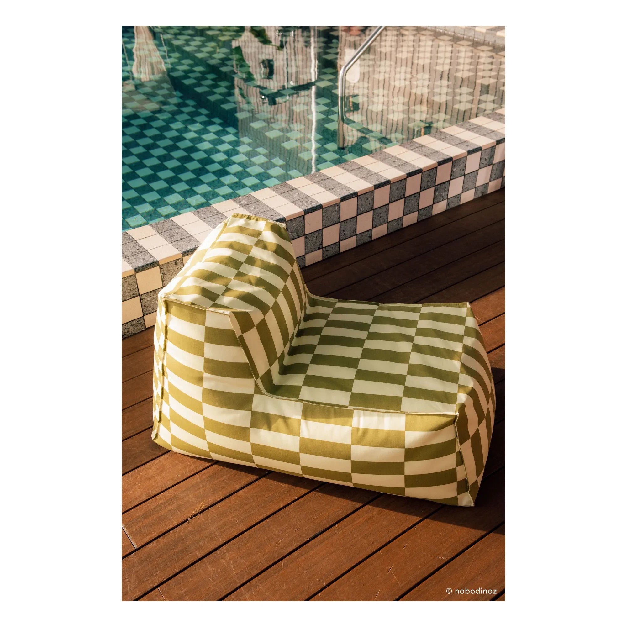 Nobodinoz - Matteo Tiles outdoor long pouf | Green