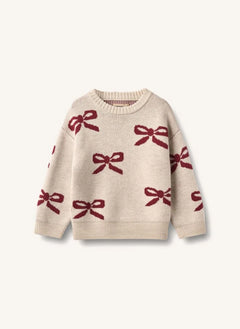 Wheat - Knotted Bow Sweater Merino Wool | Cream