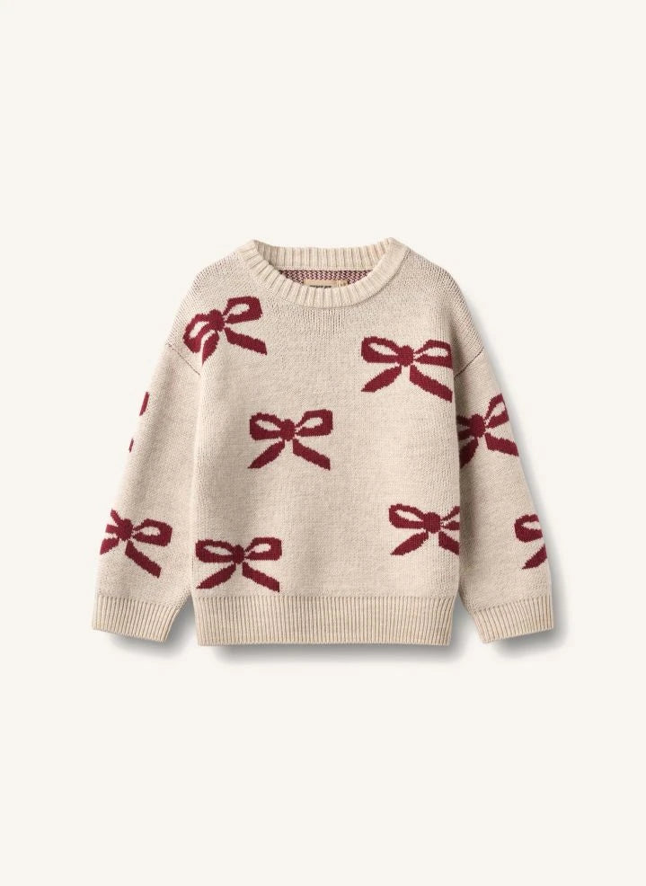 Wheat - Knotted Bow Sweater Merino Wool | Cream
