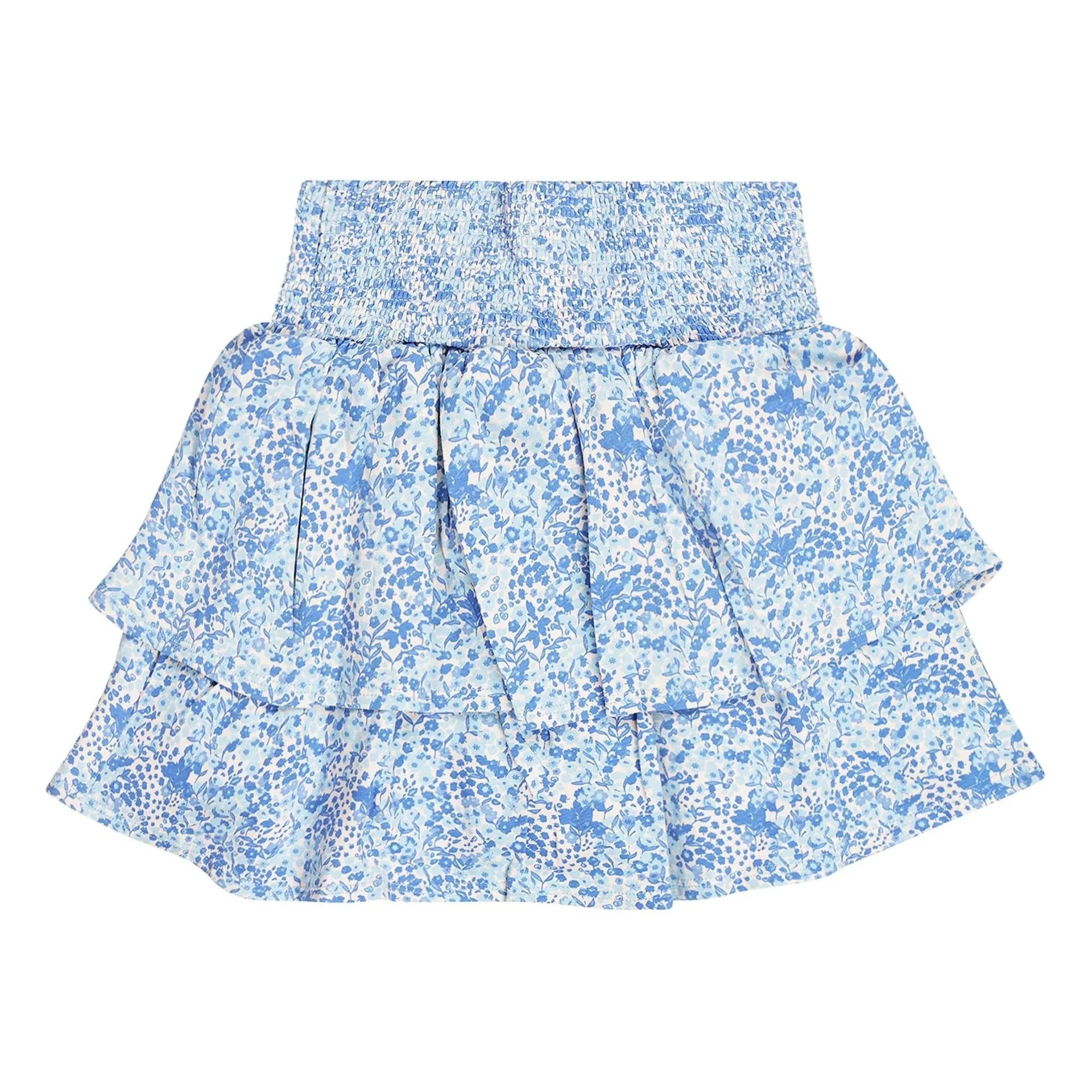 Tumble N'Dry - Floral Patterned Ruffled Skirt Organic Cotton | Light Blue