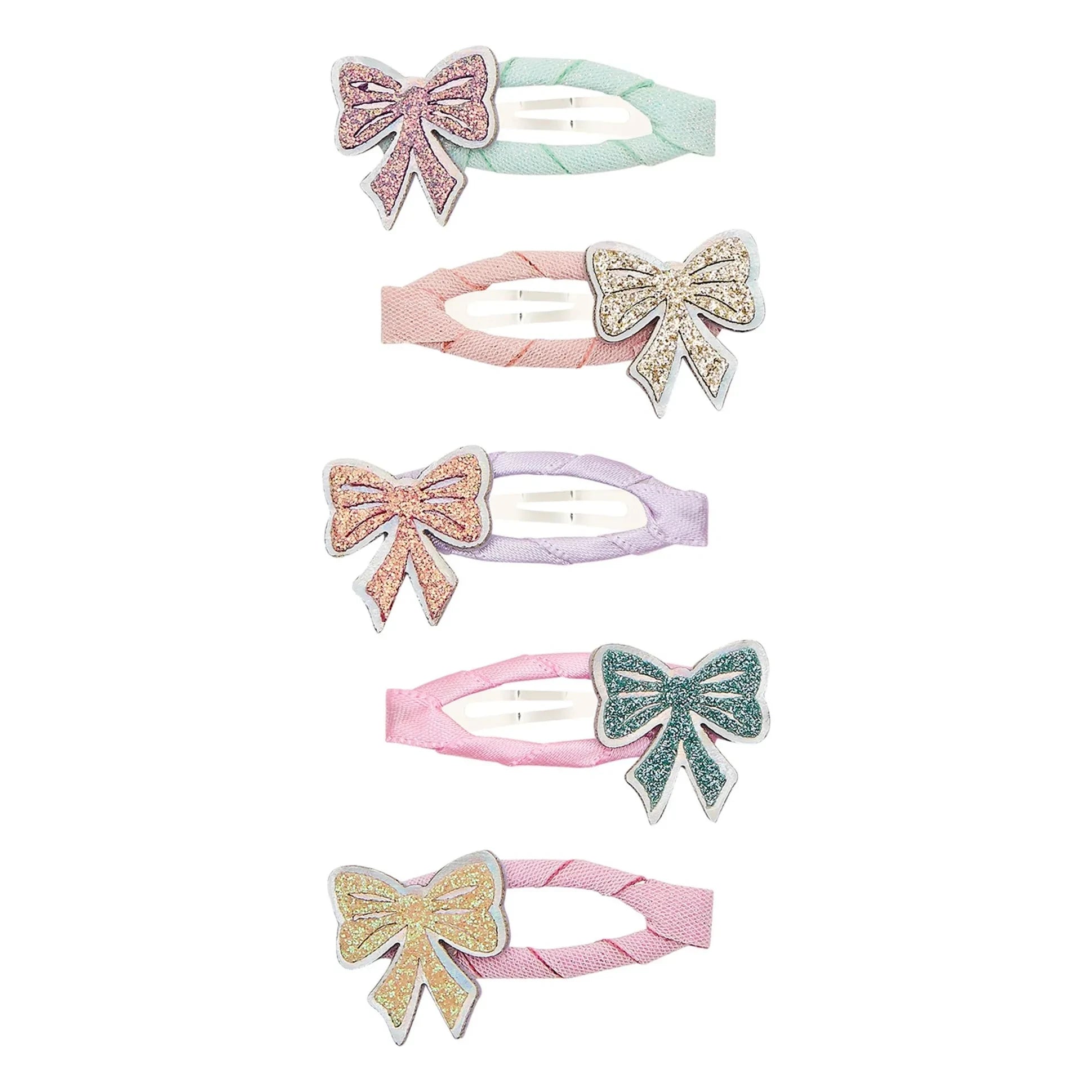 Mimi & Lula - Set of 5 Mini Glitter Bow Hair Clips | Pink
