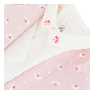 Petit Bateau - Organic Cotton Floral Pattern Cardigan, Pants, and Bodysuit Set | Pink
