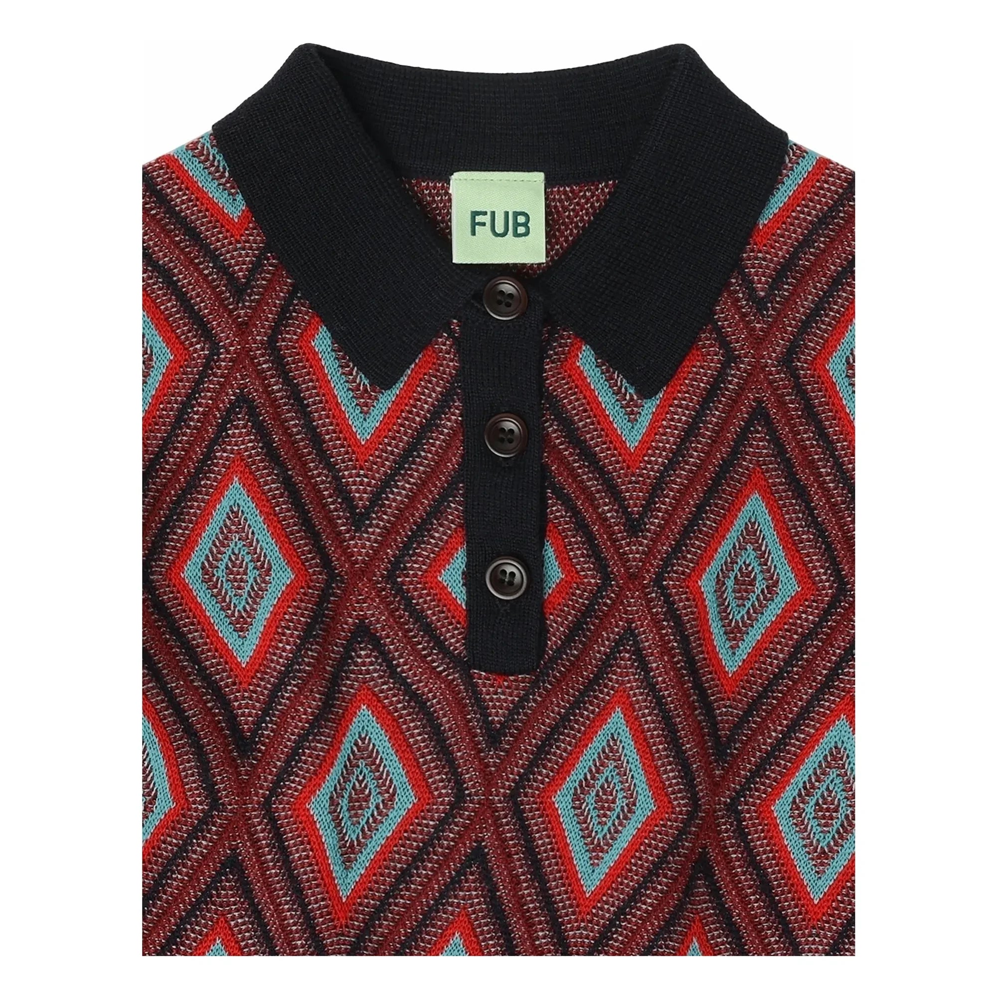 FUB - Harlequin Merino yün polo tişört | Lacivert