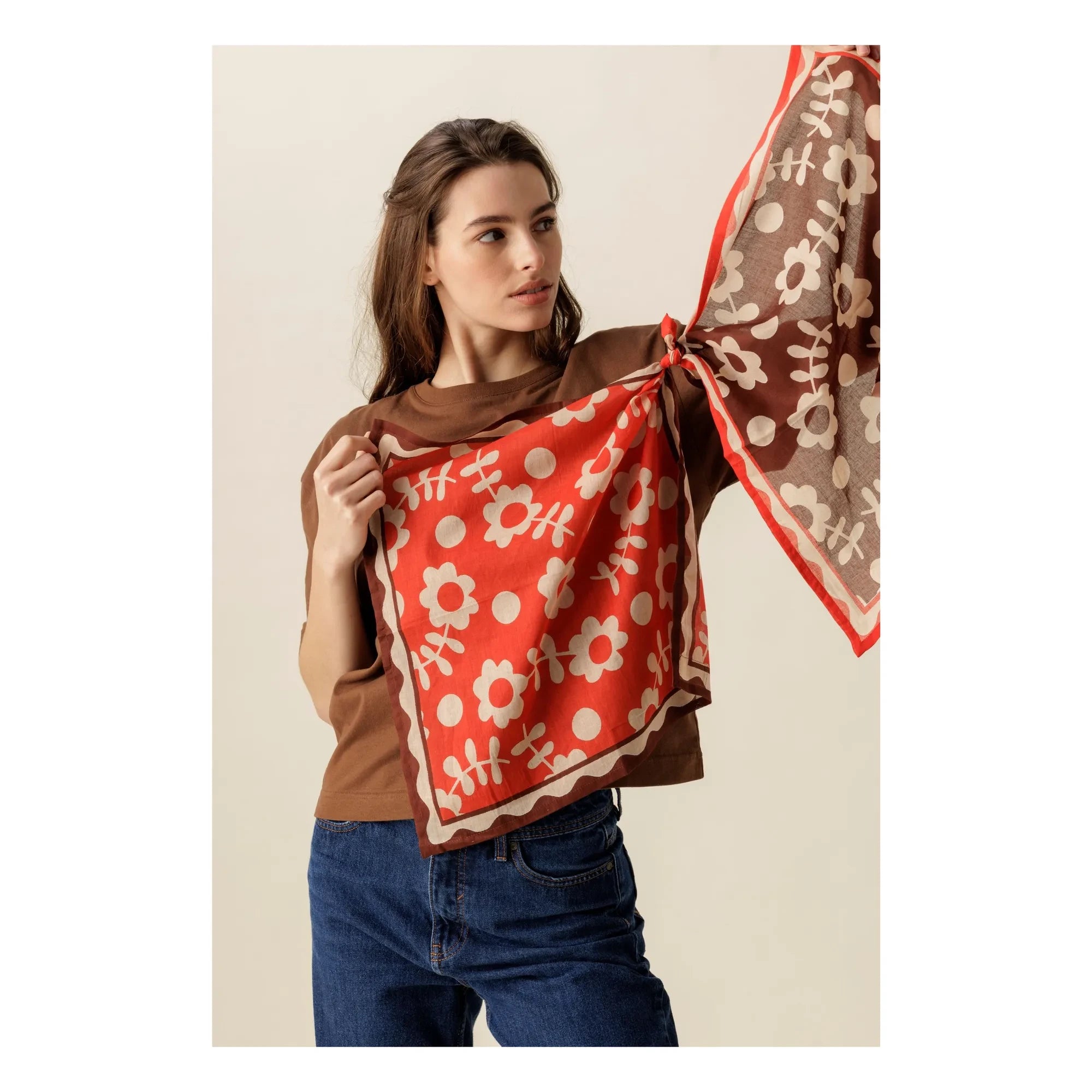 Apaches - Small Floral Dupitta Shawl | Red