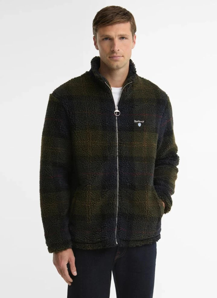Barbour - Checked Zip Fleece Jacket | Olive