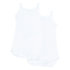 Petit Bateau - Pack of 2 Organic Cotton Sleeveless Baby Rompers | White