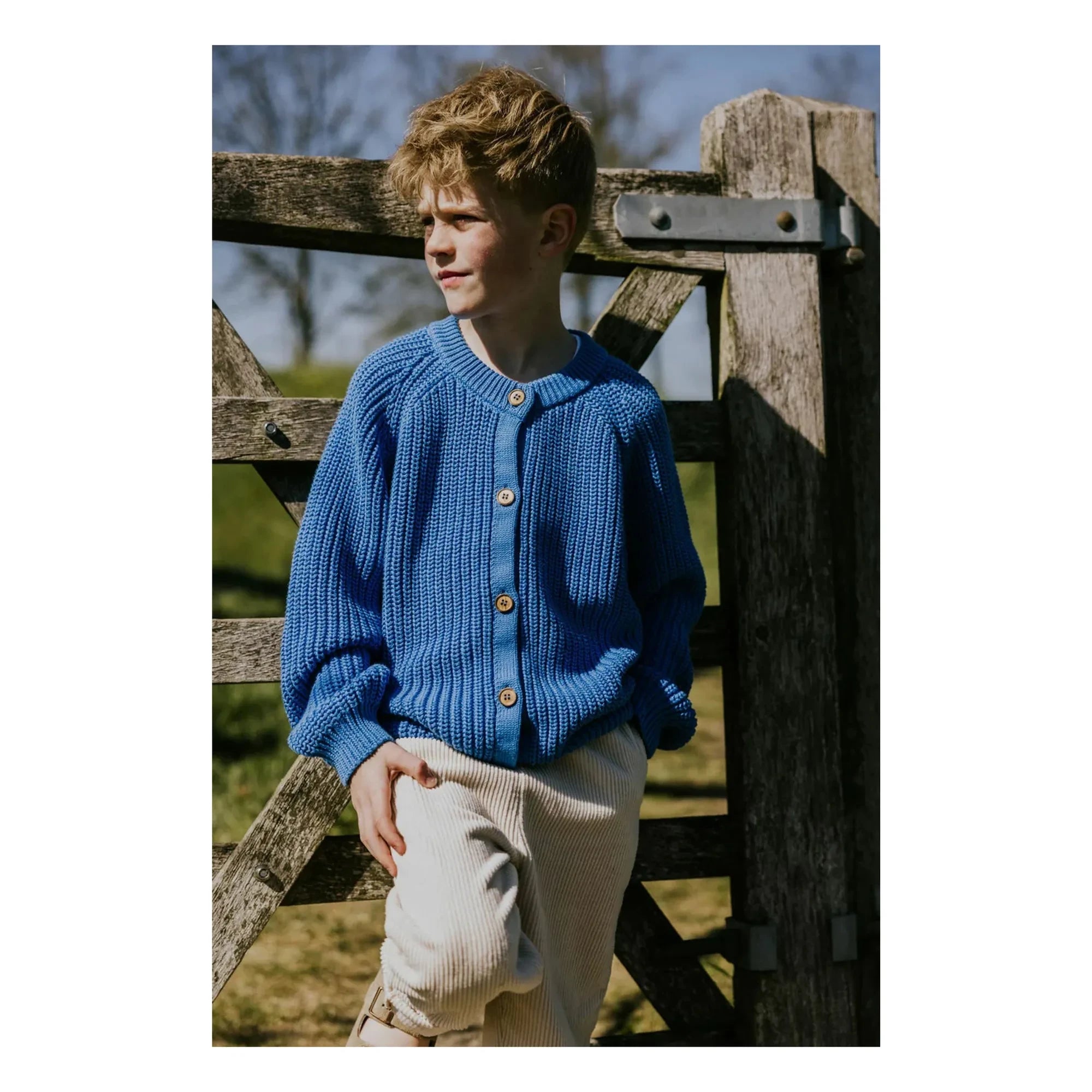 Yuki - Organic Cotton Raglan Cardigan | Blue