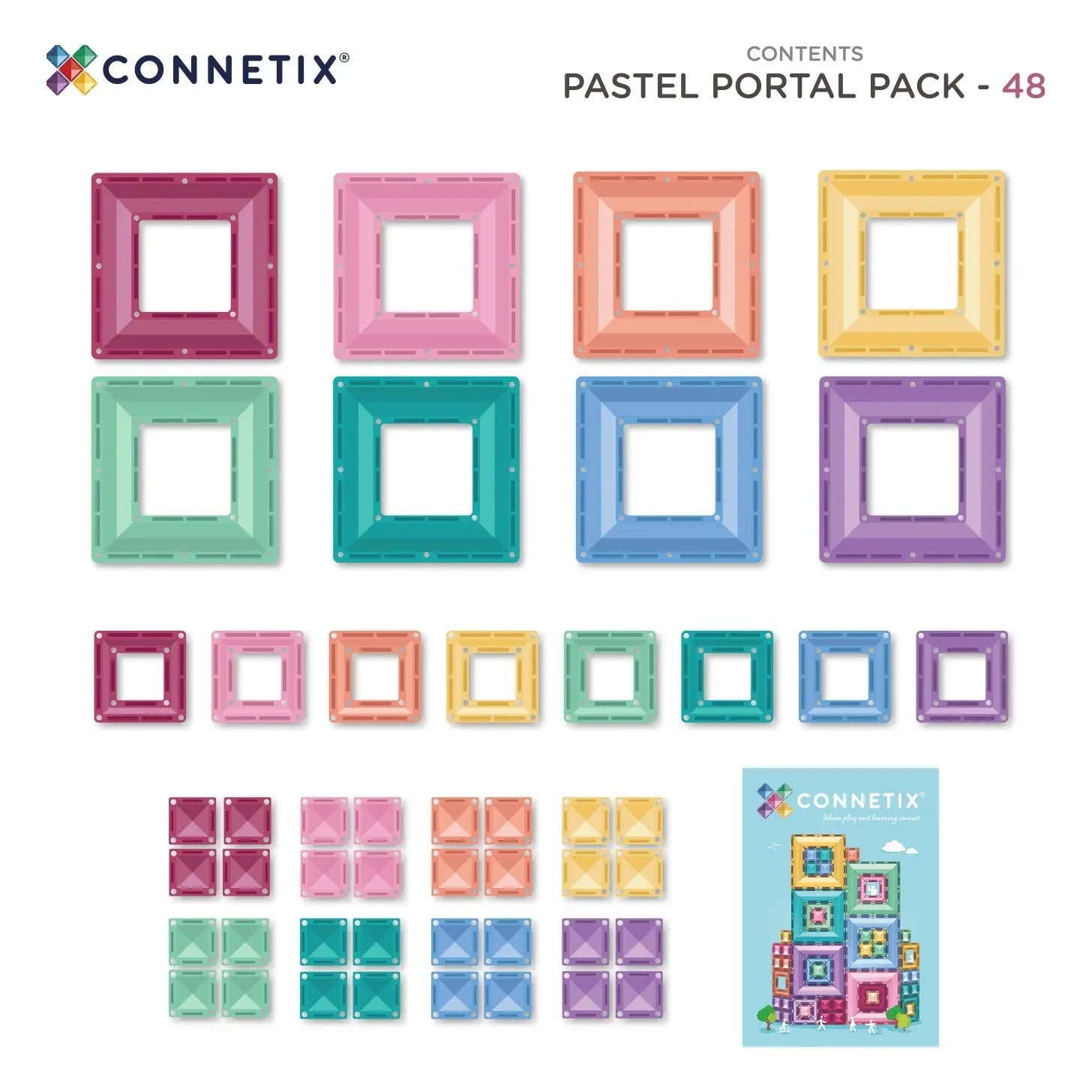 Connetix - Pastel Portal Seti - 48 Parça | Pastel