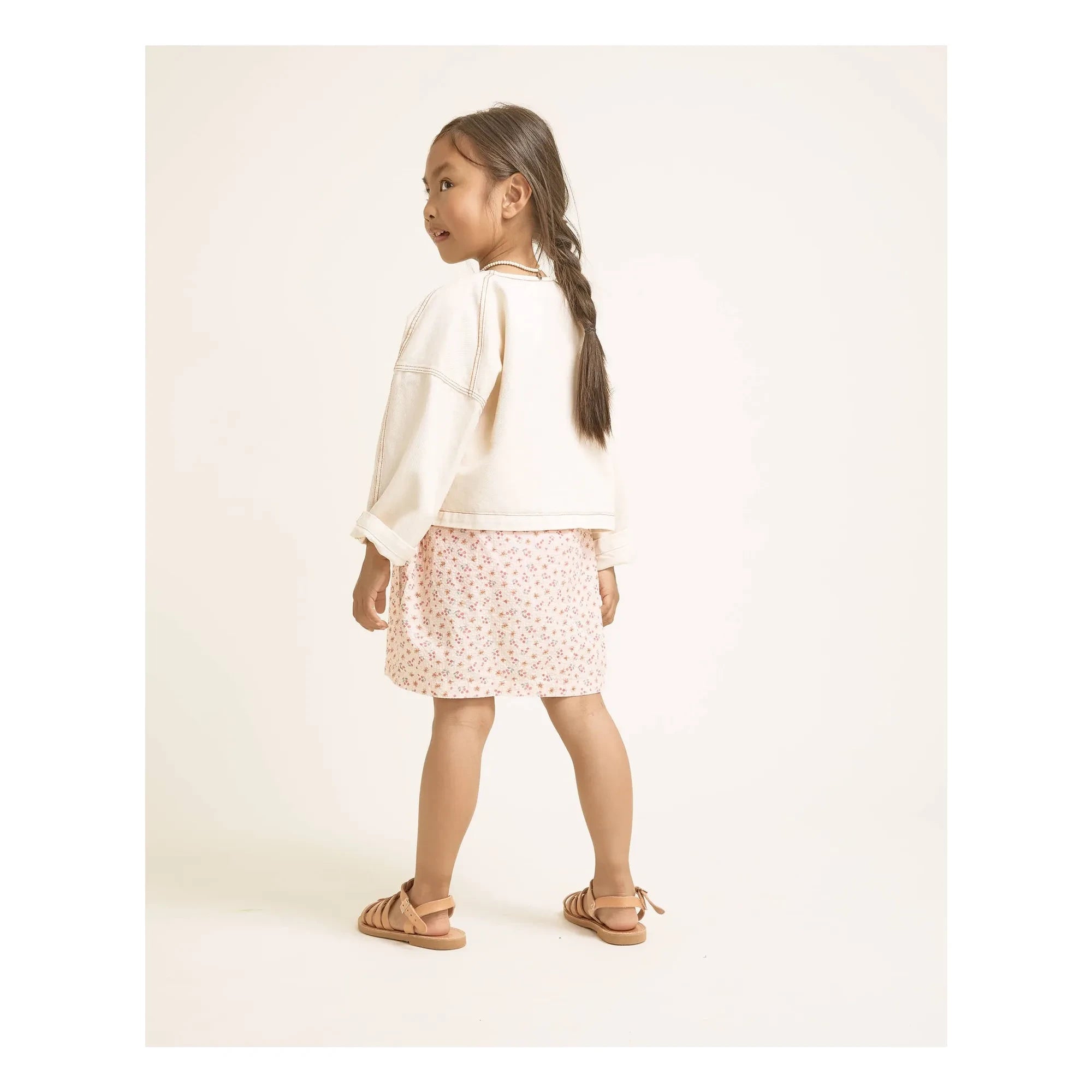Búho - Seersucker floral bow dress | Peach