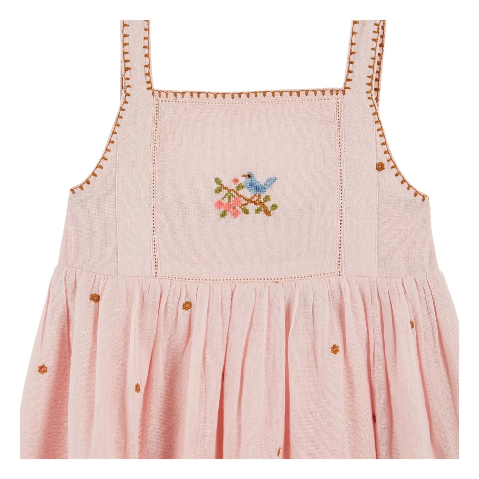 Emile et Ida - Embroidered Bird Dress | Light Pink