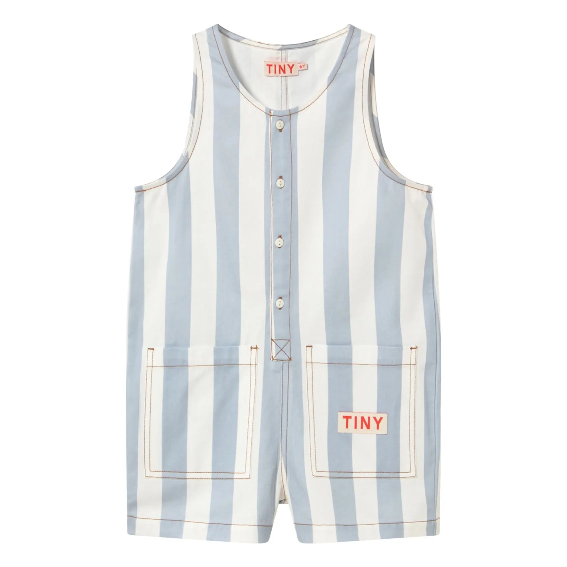 Tinycottons - Blue Thin Striped Twill Romper