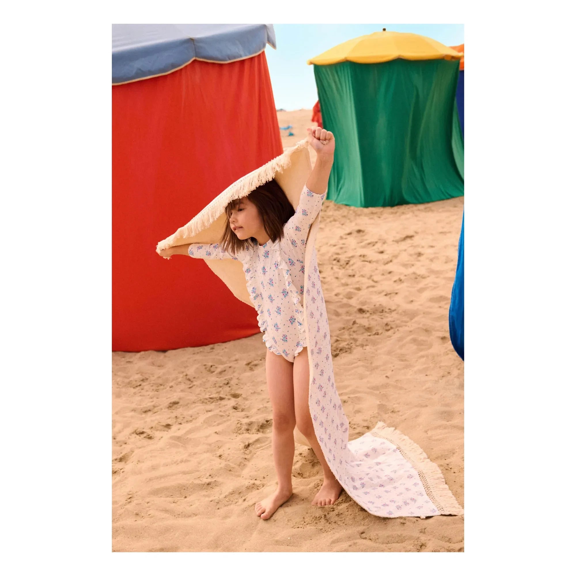 Louise Misha - Aurelie Long Sleeve Embossed Swimsuit | Cream