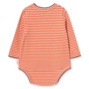 Tinycottons - Organic Cotton Ribbed Striped Wrap Bodysuit | Red