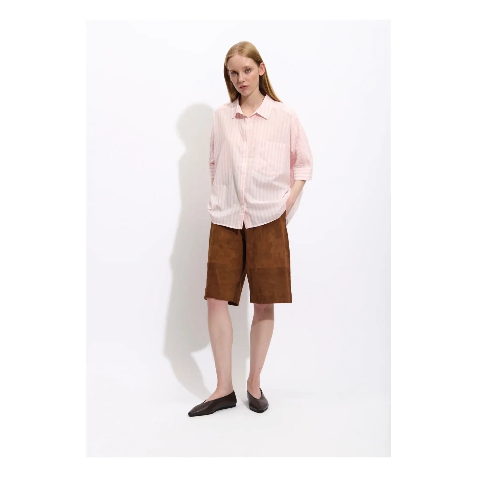 BELLEPIECE - Carmela Cotton Striped Blouse | Pink