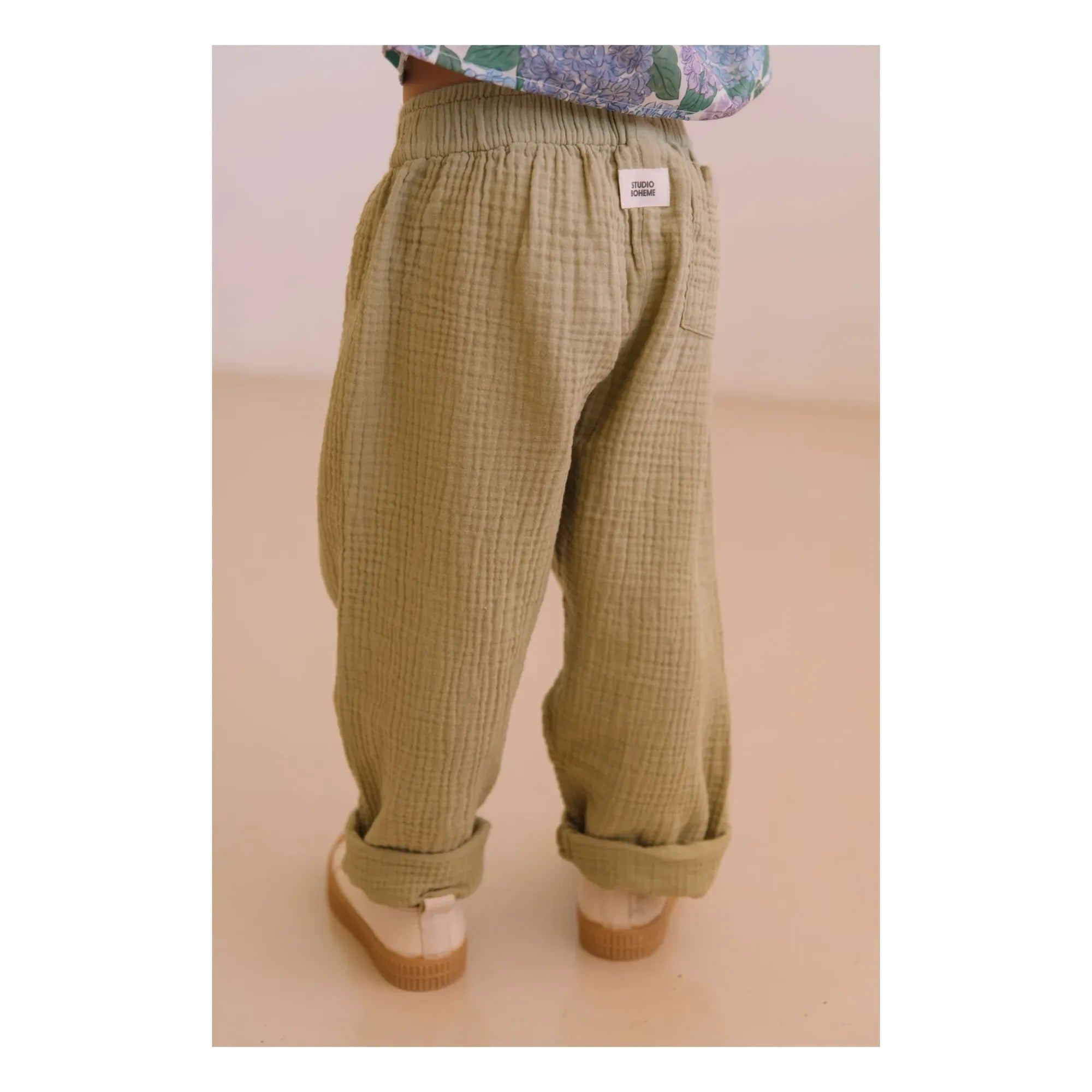 Studio Bohème - Cousin Gaze Organic Cotton Waffle Pants | Light Khaki