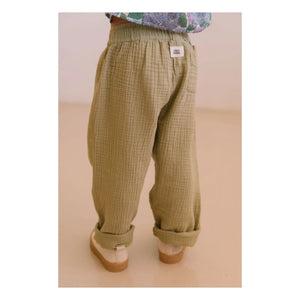 Studio Bohème - Cousin Gaze Organic Cotton Waffle Pants | Light Khaki