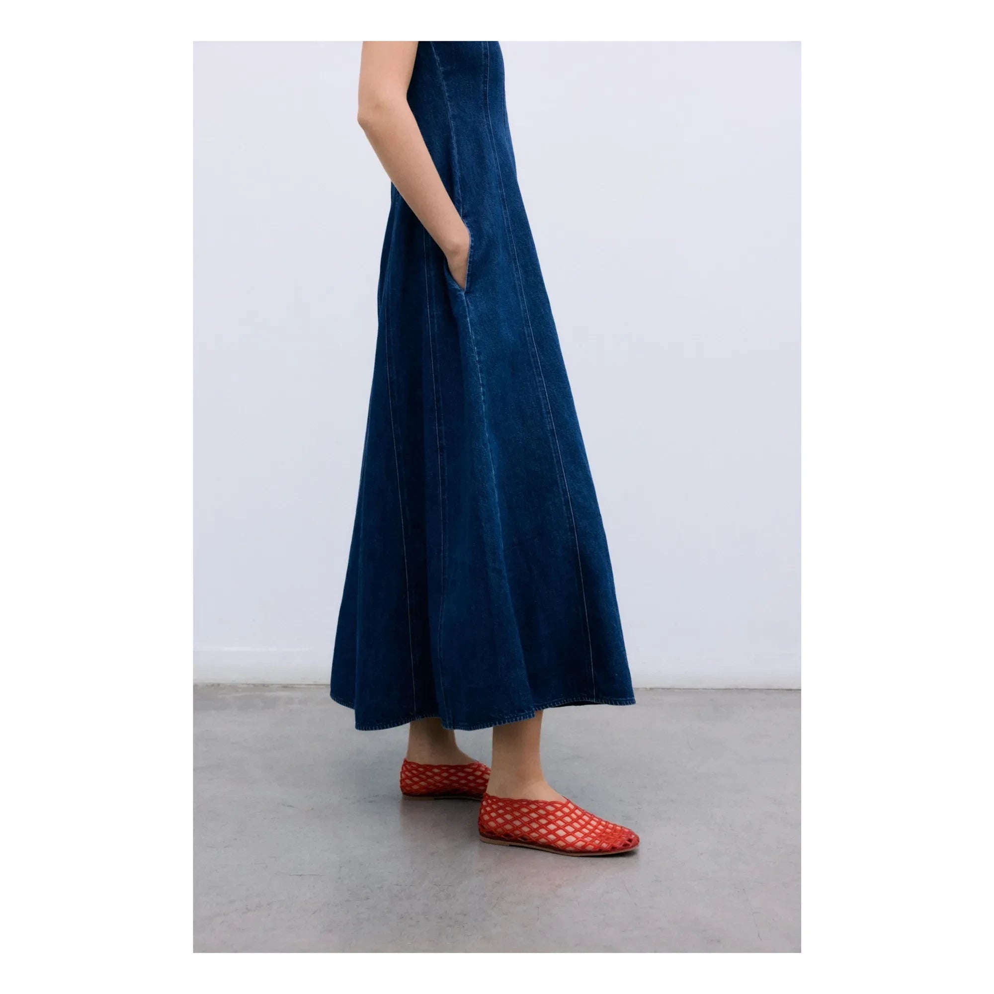 The New Society - Denim Cotton Dress | Blue Denim