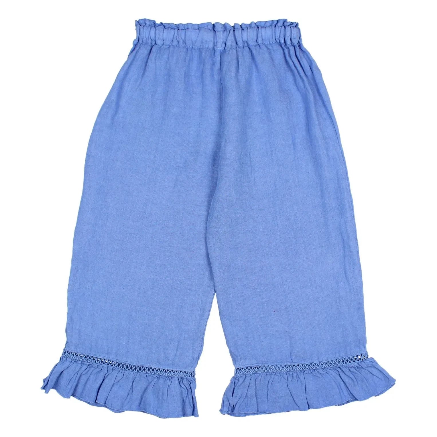 Búho - Linen Flounce Trousers | Light Blue