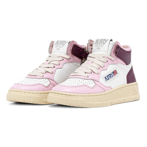 Autry - Two-Tone Kids Medalist Mid-Cuff Leather Sneakers | Pink