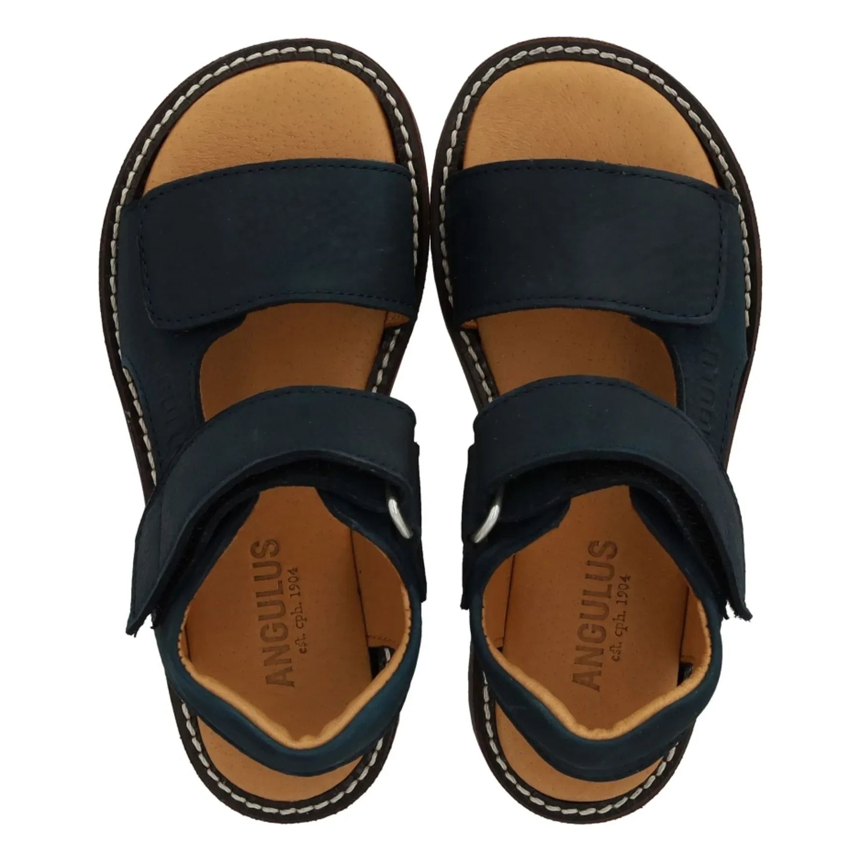 Angulus - Double Strap Nubuck Sandals | Navy Blue
