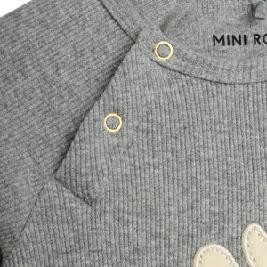 Mini Rodini - Organik pamuklu tavşan body | Gri melanj