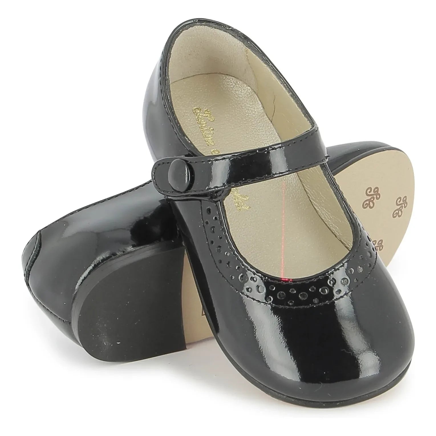 Tartine et Chocolat - Smooth Perforated Patent Leather Ballerinas | Navy Blue