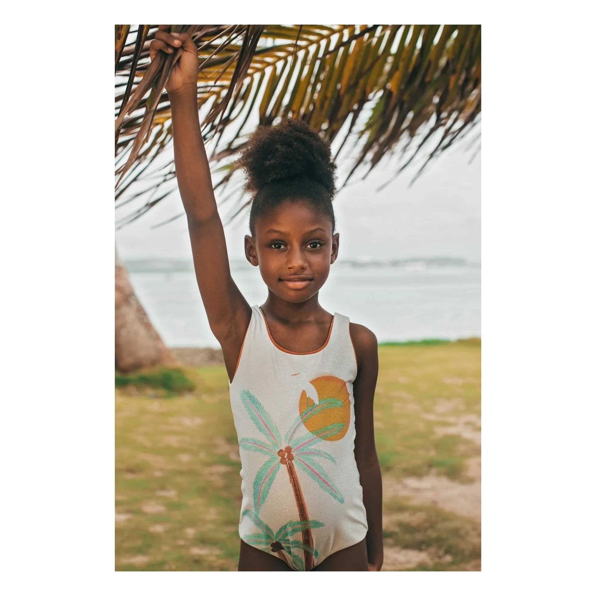 Pepita & Me - Sun & Moon Shiny Palm Swimsuit | White