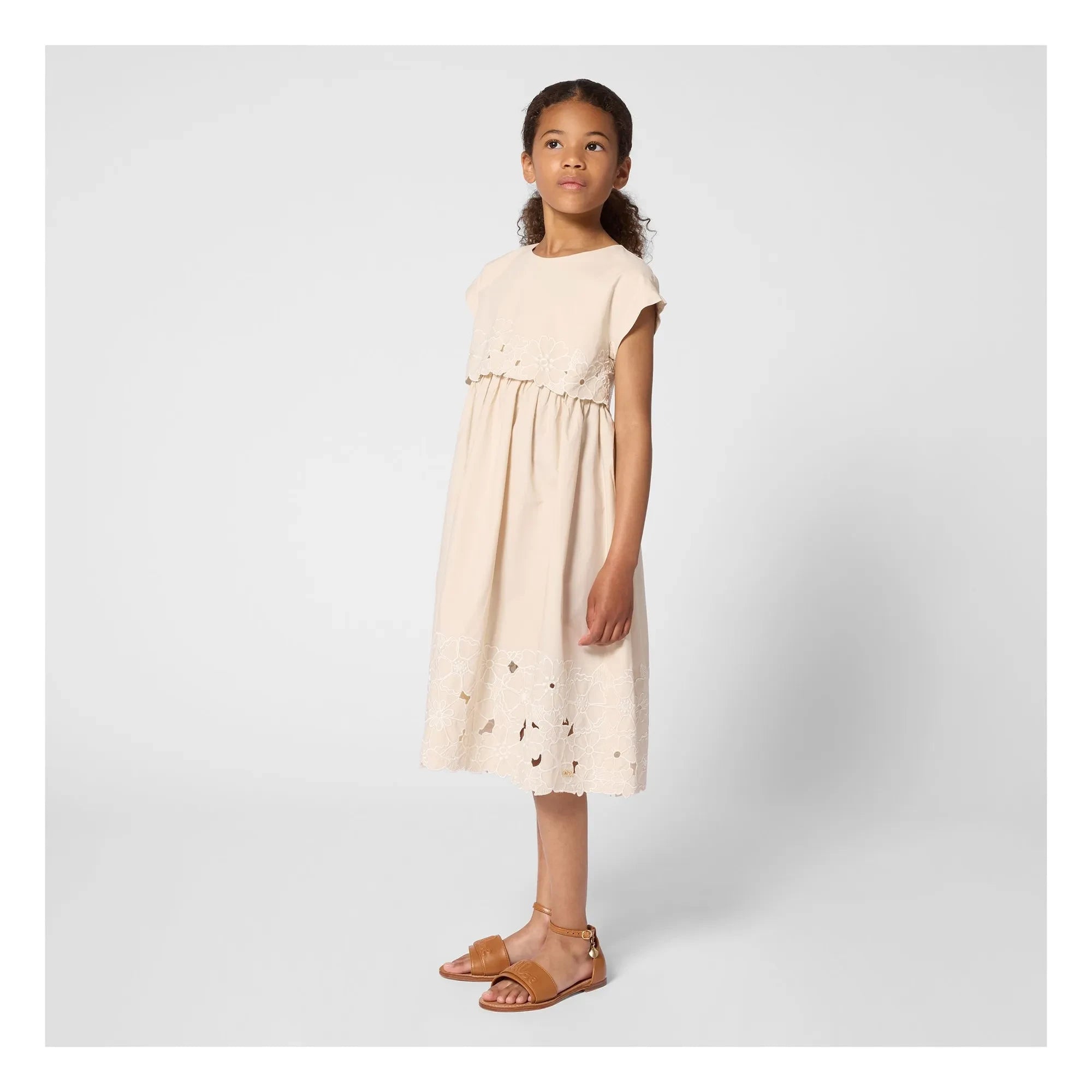 Chloé - Organic cotton embroidered dress | Powder Pink