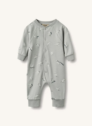 Wheat - Lou Chiens organic cotton romper | Grey blue